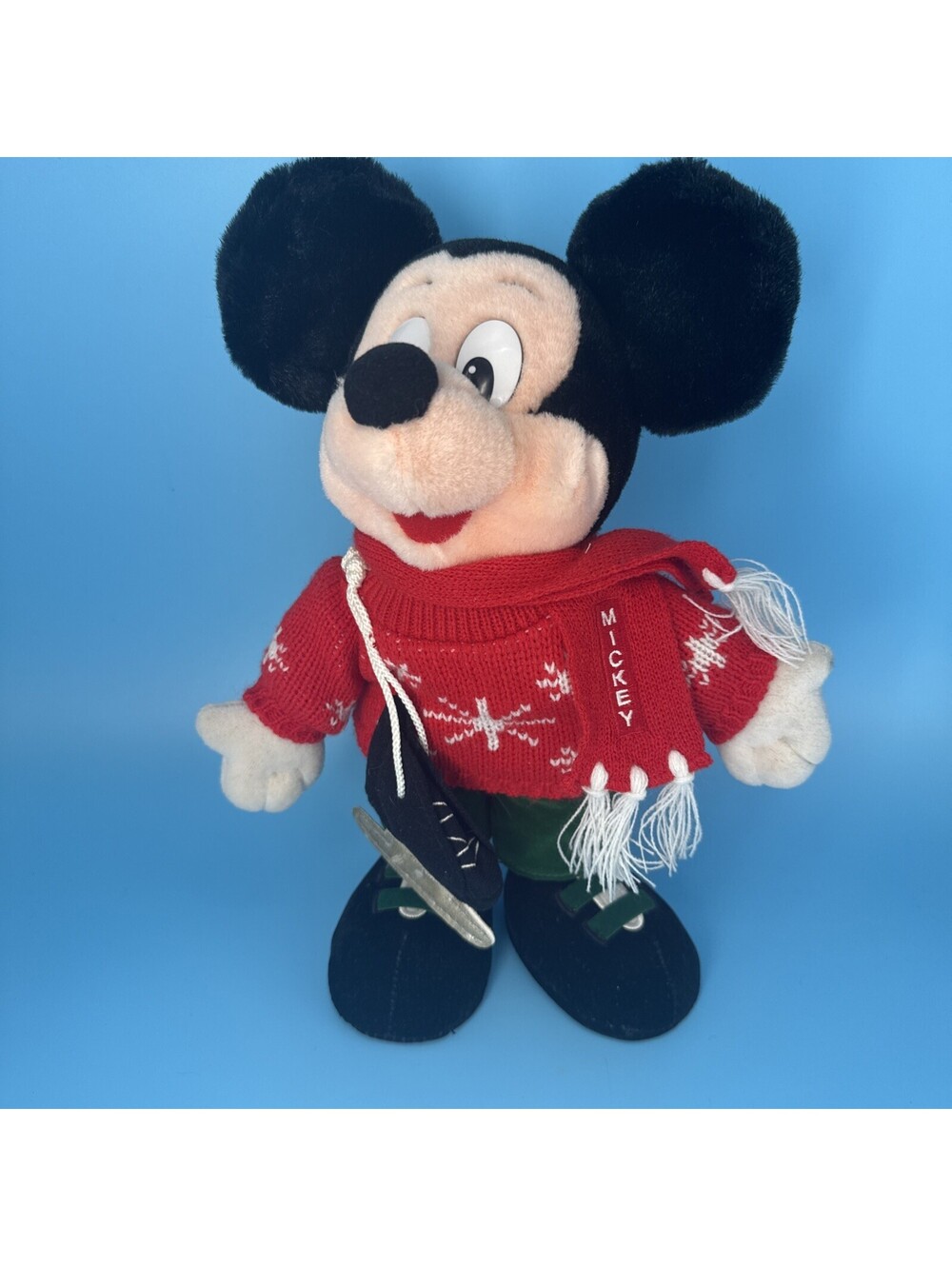 RARE Disney Store Ice Skater Holiday Plush 12"  MICKEY MOUSE  vintage